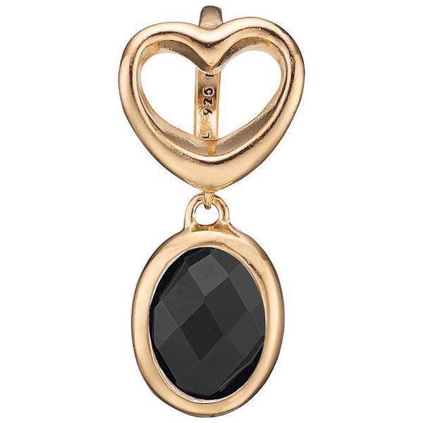 Image of forgyldt sølv Collect læderarmbånds charm Open onyx heart åbent hjerte med hængede sort onyx fra Christina Collect